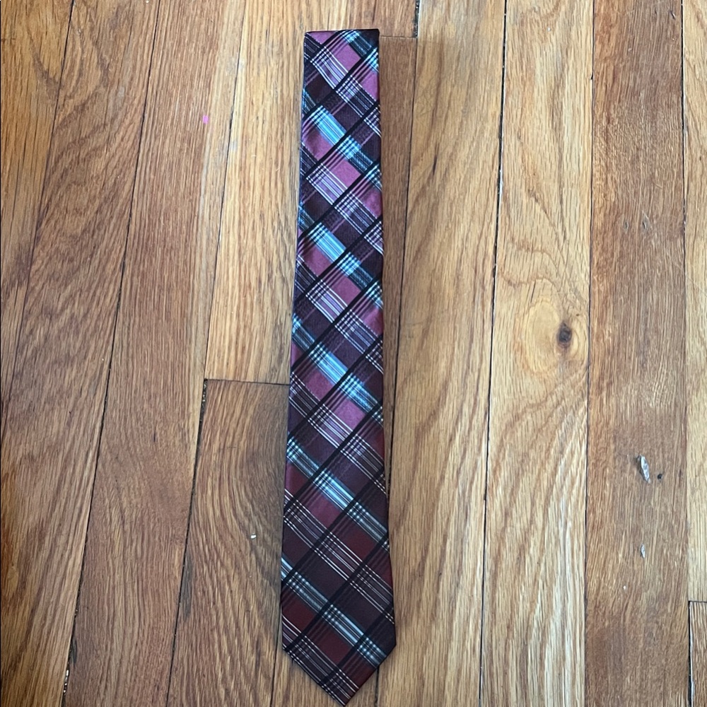 Black Brown 1826 Plaid Tie - Red and Blue